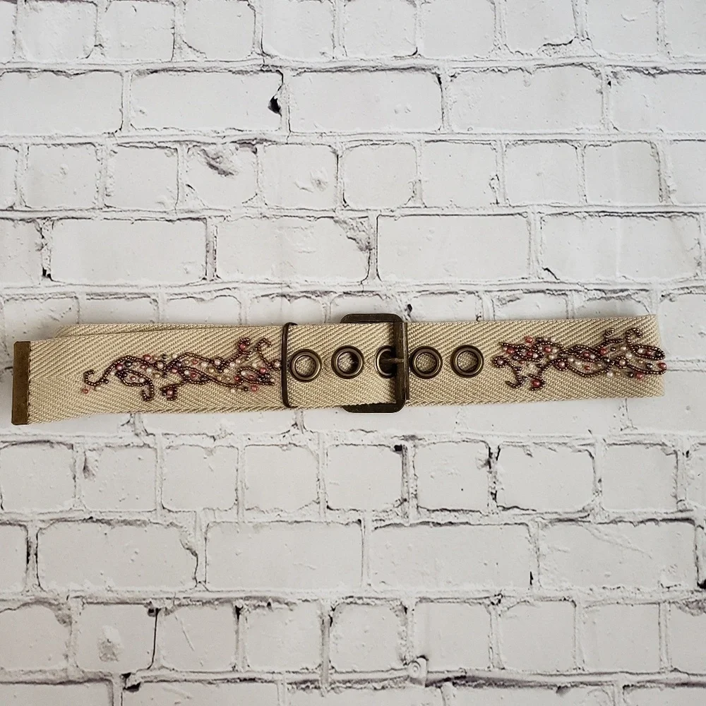 Boho Beaded Canvas Belt S